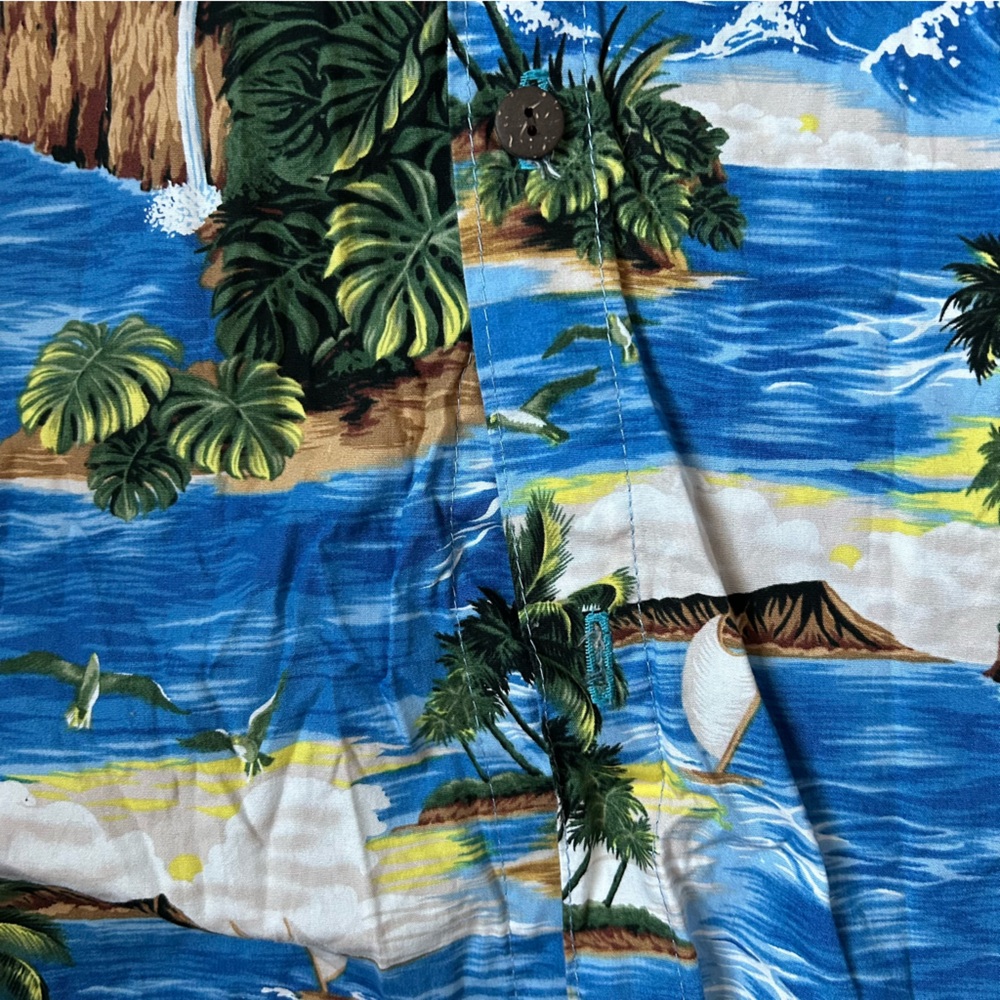 M Blue Totoka Hawaiian Button Down Shirt Size L |A90 - Picture 4 of 10